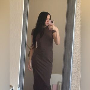 SKIMS Fits Everybody crewneck maxi dress in Brown Small